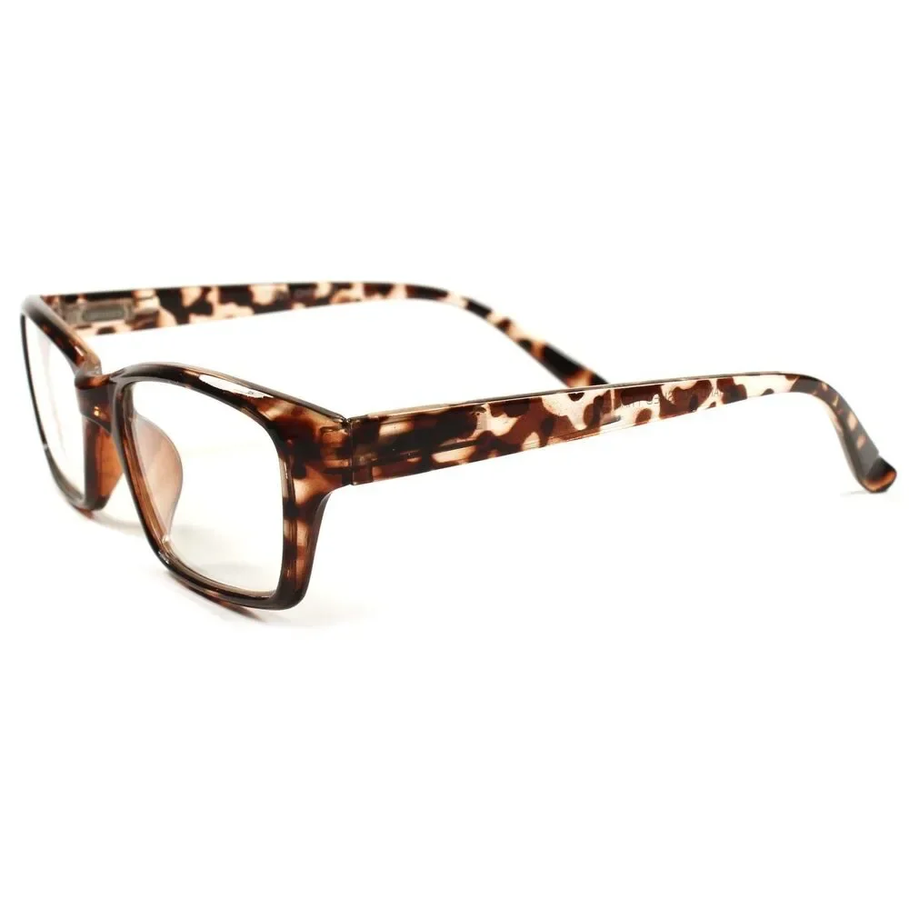 Vintage Retro Smart Nerd Mens Womens Clear Lens Glasses Tortoise Frame E68B